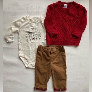 NWOT Carter’s Holiday Baby 3-Piece Sweater & Pant Outfit Set
